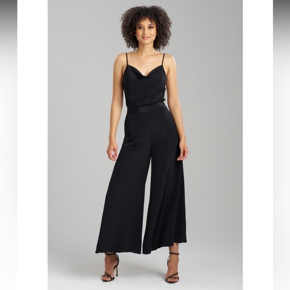 Josie Natori Crepe Palazzo Cropped Pants